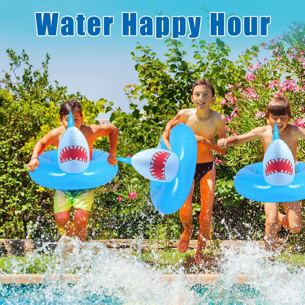2 Pcs Shark Pool Float for Kids Adults Inflatable Swimming Tube Ring Toys Shark Swim Tube Ride on Pool Party Floaties for Beach Summer Swimming Pool Toy for Adults Teens