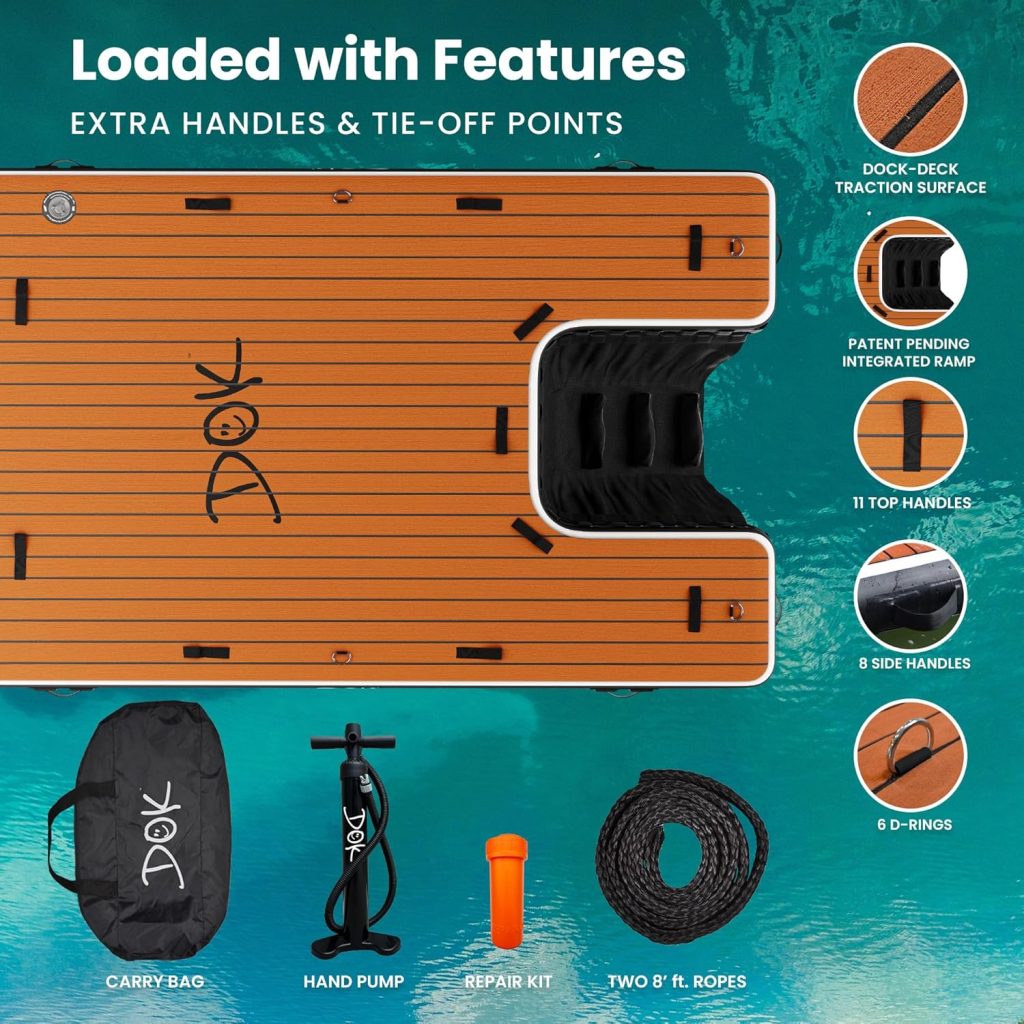 DOK Party-DOK Inflatable Dock Platform: Safe Easy Water Access; Floating Non-Slip EVA Foam with Water Ramp for Pool, Dock, Lake | Military Grade High Visibility DOK Party-DOK Inflatable Dock Platform: Safe Easy Water Access; Floating Non-Slip EVA Foam with Water Ramp for Pool, Dock, Lake | Military Grade High Visibility