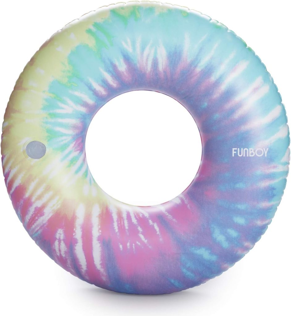 FUNBOY Giant Inflatable Tie Dye Tube Float, Donut Style Pool Float, Luxury Raft for Summer Pool Parties and Entertainment