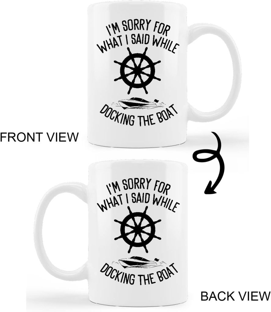 Funny Ship Boat Nautical Compass Mug Cup,Im Sorry For What I Said While Docking The Boat Ceramic Mug-11oz Coffee Milk Tea Mug Cup,Pontoon Boat Owner Professional Sailor Fisherman Angler Gifts