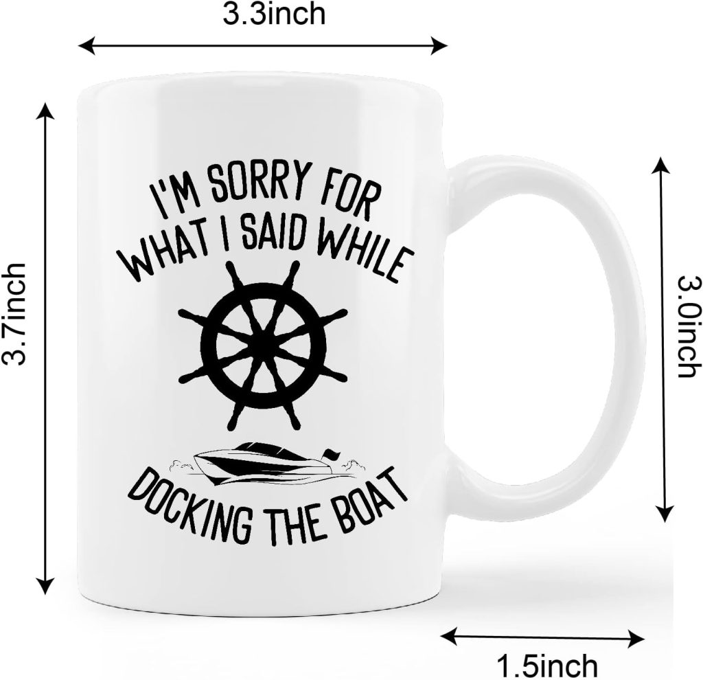 Funny Ship Boat Nautical Compass Mug Cup,Im Sorry For What I Said While Docking The Boat Ceramic Mug-11oz Coffee Milk Tea Mug Cup,Pontoon Boat Owner Professional Sailor Fisherman Angler Gifts
