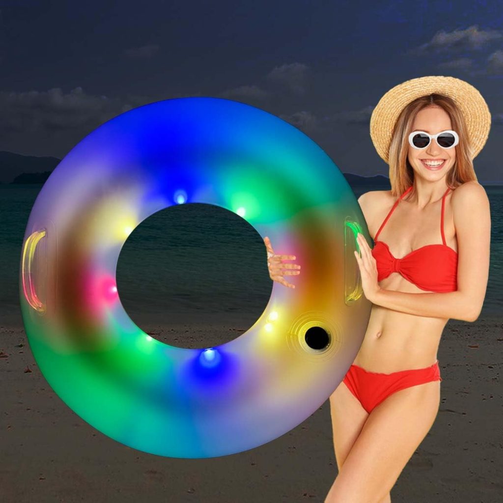 LED Inflatable Pool Float for Kids and Adult, Adult Pool Float Tube, LED Pool Swim Ring, Water Fun Large Blow Up Summer Beach Swimming Raft LED Inflatable Pool Float for Kids and Adult, Adult Pool Float Tube, LED Pool Swim Ring, Water Fun Large Blow Up Summer Beach Swimming Raft