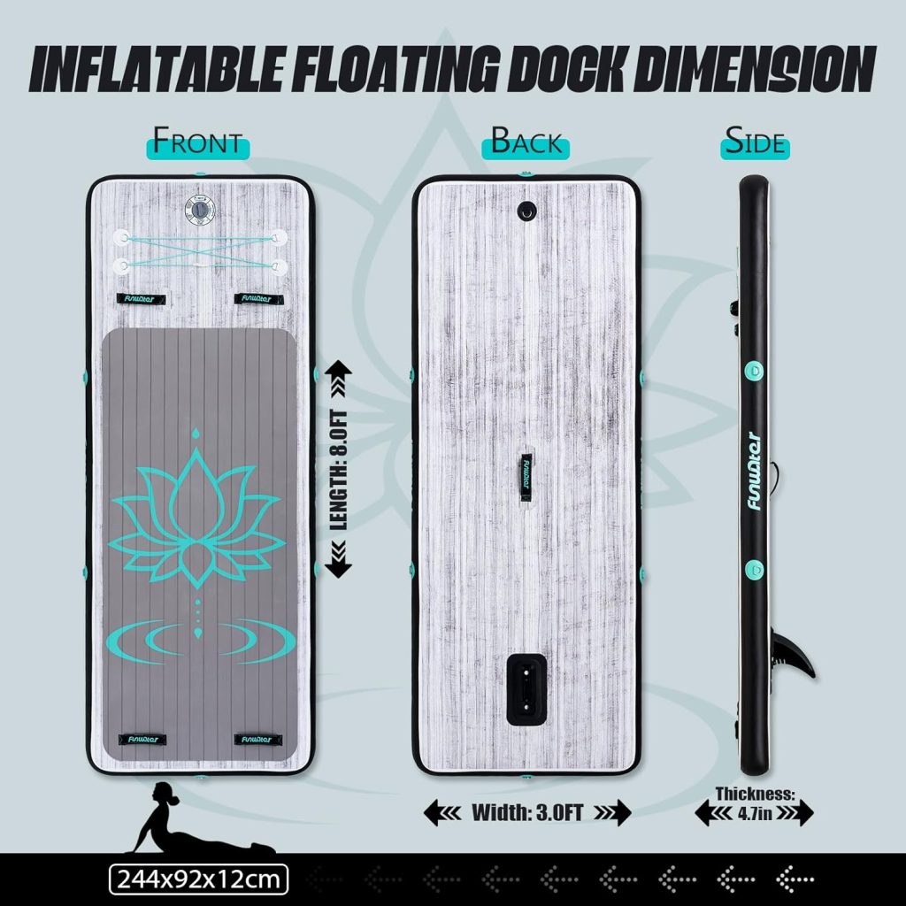 FunWater 8 Inflatable Floating Dock - Air Dock Swim Platform with Non-Slip Surface - Water Floating Raft for Pool Lake Beach Ocean FunWater 8 Inflatable Floating Dock - Air Dock Swim Platform with Non-Slip Surface - Water Floating Raft for Pool Lake Beach Ocean