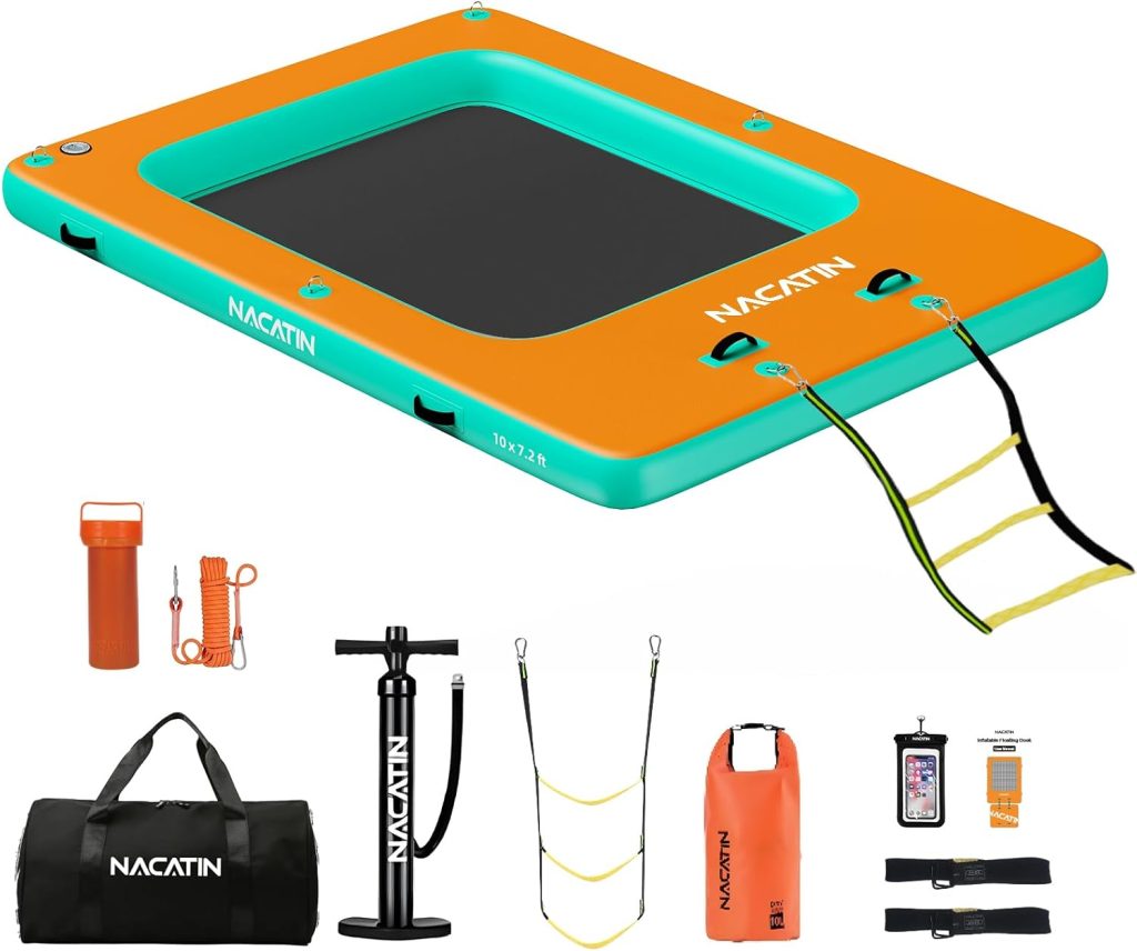 Inflatable Floating Dock, Portable Inflatable Island Platform, with Air Pump, Repair Kit Carry Bag, Inflatable Dock Platform for Swimming, Lake, Pool, Beach Inflatable Floating Dock, Portable Inflatable Island Platform, with Air Pump, Repair Kit Carry Bag, Inflatable Dock Platform for Swimming, Lake, Pool, Beach