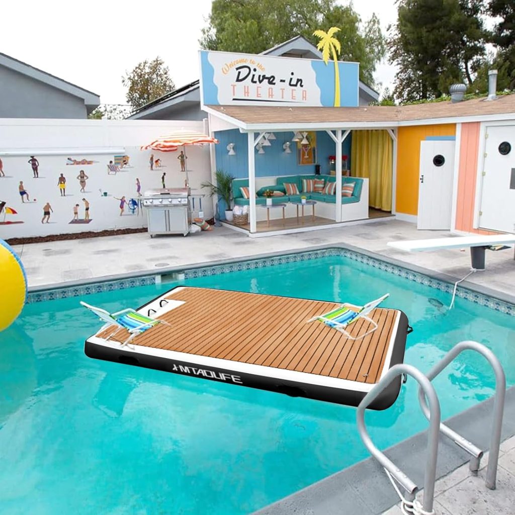 Inflatable Floating Dock with Wood Grain EVA, Non-Slip Water Floating Dock Swim Platform with Detachable Ladder Swim Deck Raft Water Platform for Lake Pool Ocean Inflatable Floating Dock with Wood Grain EVA, Non-Slip Water Floating Dock Swim Platform with Detachable Ladder Swim Deck Raft Water Platform for Lake Pool Ocean