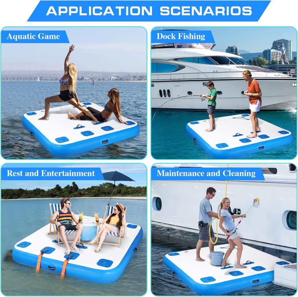 Inflatable Floating Dock, Swim Platform Floating Island Raft, Large Air Mat Inflatable Water Pad with None-Slip Surface for Lake Pool Beach Ocean Inflatable Floating Dock, Swim Platform Floating Island Raft, Large Air Mat Inflatable Water Pad with None-Slip Surface for Lake Pool Beach Ocean