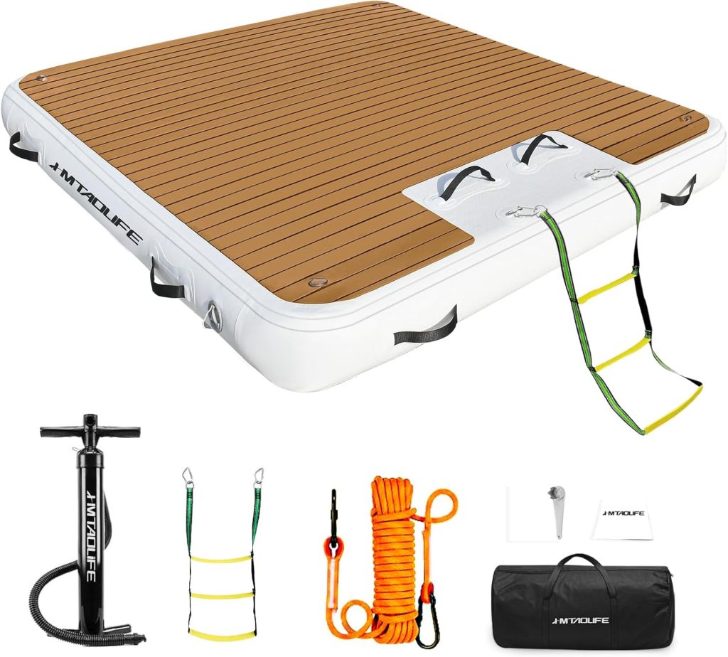 Inflatable Floating Dock with Wood Grain EVA, Non-Slip Water Floating Dock Swim Platform with Detachable Ladder Swim Deck Raft Water Platform for Lake Pool Ocean Inflatable Floating Dock with Wood Grain EVA, Non-Slip Water Floating Dock Swim Platform with Detachable Ladder Swim Deck Raft Water Platform for Lake Pool Ocean