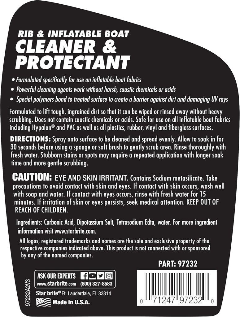 STAR BRITE Rib Inflatable Boat Cleaner UV Protectant Spray - Lift Dirt, Grime Restore Color While Protecting Against Salt Deposits, Stains Sun Damage 32 OZ (097232) STAR BRITE Rib Inflatable Boat Cleaner UV Protectant Spray - Lift Dirt, Grime Restore Color While Protecting Against Salt Deposits, Stains Sun Damage 32 OZ (097232)