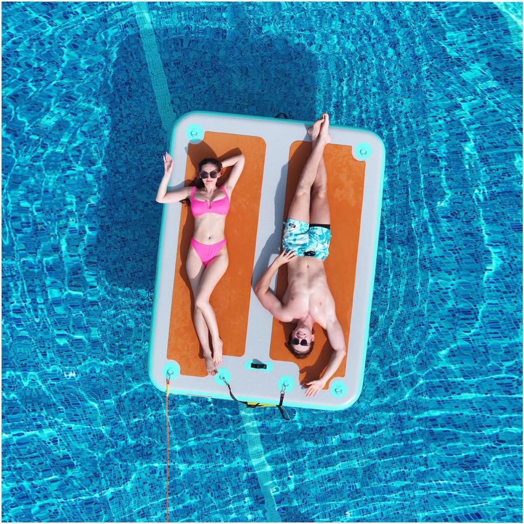 AWSUM Inflatable Floating Dock, 8ft/10ft Non-Slip EVA Surface Inflatable Swim Platform Dock for Lake, Inflatable Water Mat Floating Island Raft for Pool Beach Ocean AWSUM Inflatable Floating Dock, 8ft/10ft Non-Slip EVA Surface Inflatable Swim Platform Dock for Lake, Inflatable Water Mat Floating Island Raft for Pool Beach Ocean