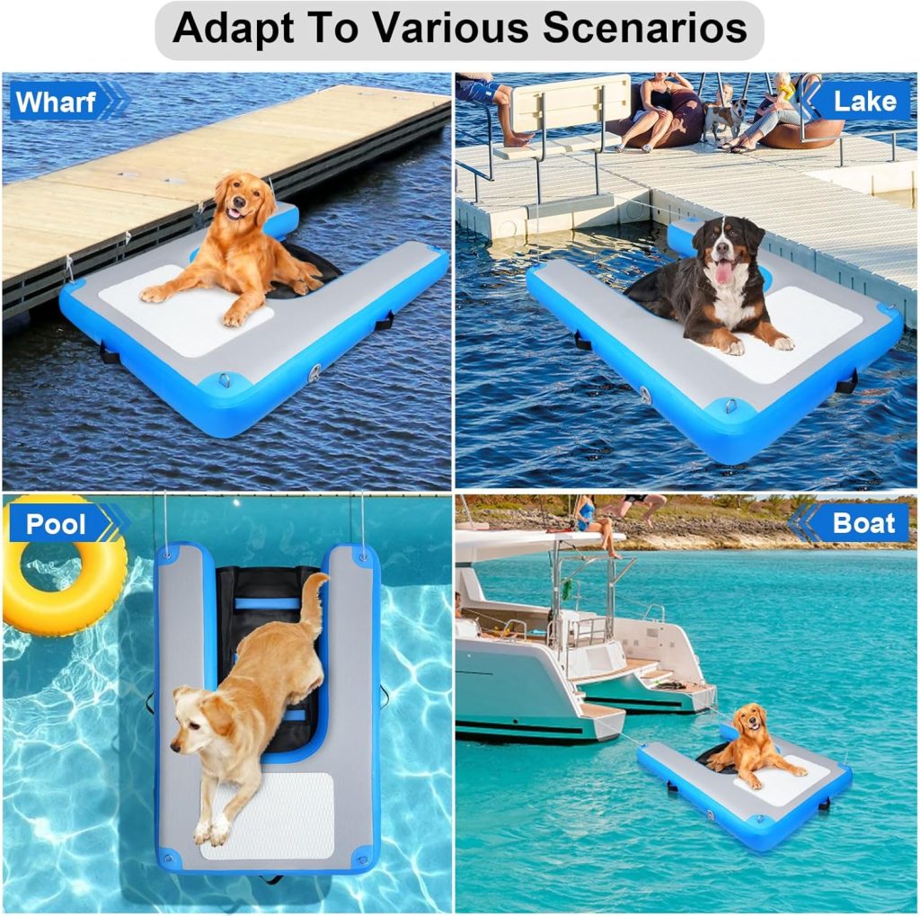 Inflatable Dog Water Ramps, Float Floating Ramps for Dog Water Ladder Steps Ramp for Pools Boats Docks Swimming Pets Water Bed with Non-Slip Pad Inflatable Dog Water Ramps, Float Floating Ramps for Dog Water Ladder Steps Ramp for Pools Boats Docks Swimming Pets Water Bed with Non-Slip Pad