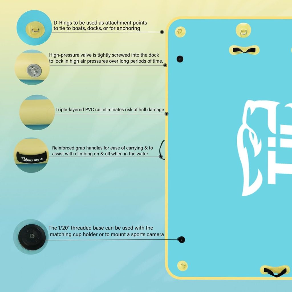 TGERXBANG Inflatable Floating Dock with Cup Holder Swim Air Platform Multi-People Floating Island for Lake Pond Pool Beach Ocean, 6ft/8ft TGERXBANG Inflatable Floating Dock with Cup Holder Swim Air Platform Multi-People Floating Island for Lake Pond Pool Beach Ocean, 6ft/8ft