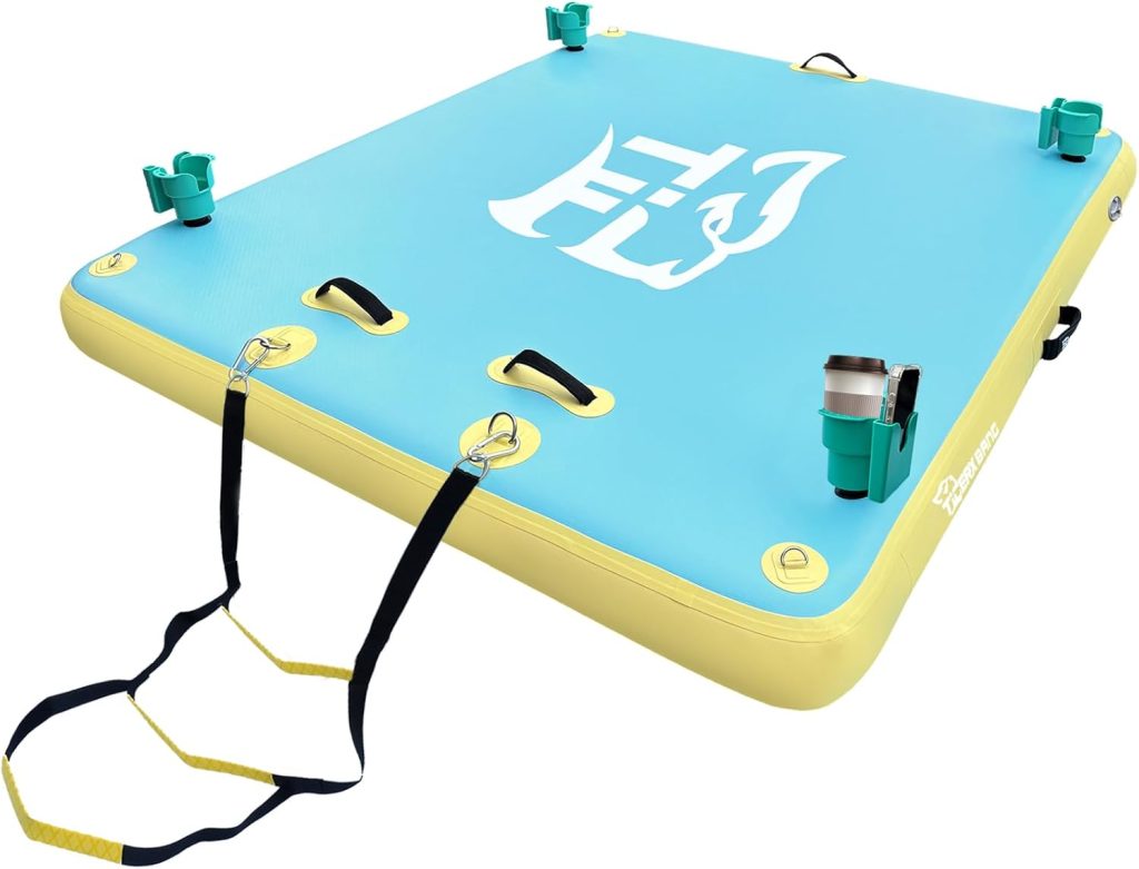 TGERXBANG Inflatable Floating Dock with Cup Holder Swim Air Platform Multi-People Floating Island for Lake Pond Pool Beach Ocean, 6ft/8ft TGERXBANG Inflatable Floating Dock with Cup Holder Swim Air Platform Multi-People Floating Island for Lake Pond Pool Beach Ocean, 6ft/8ft