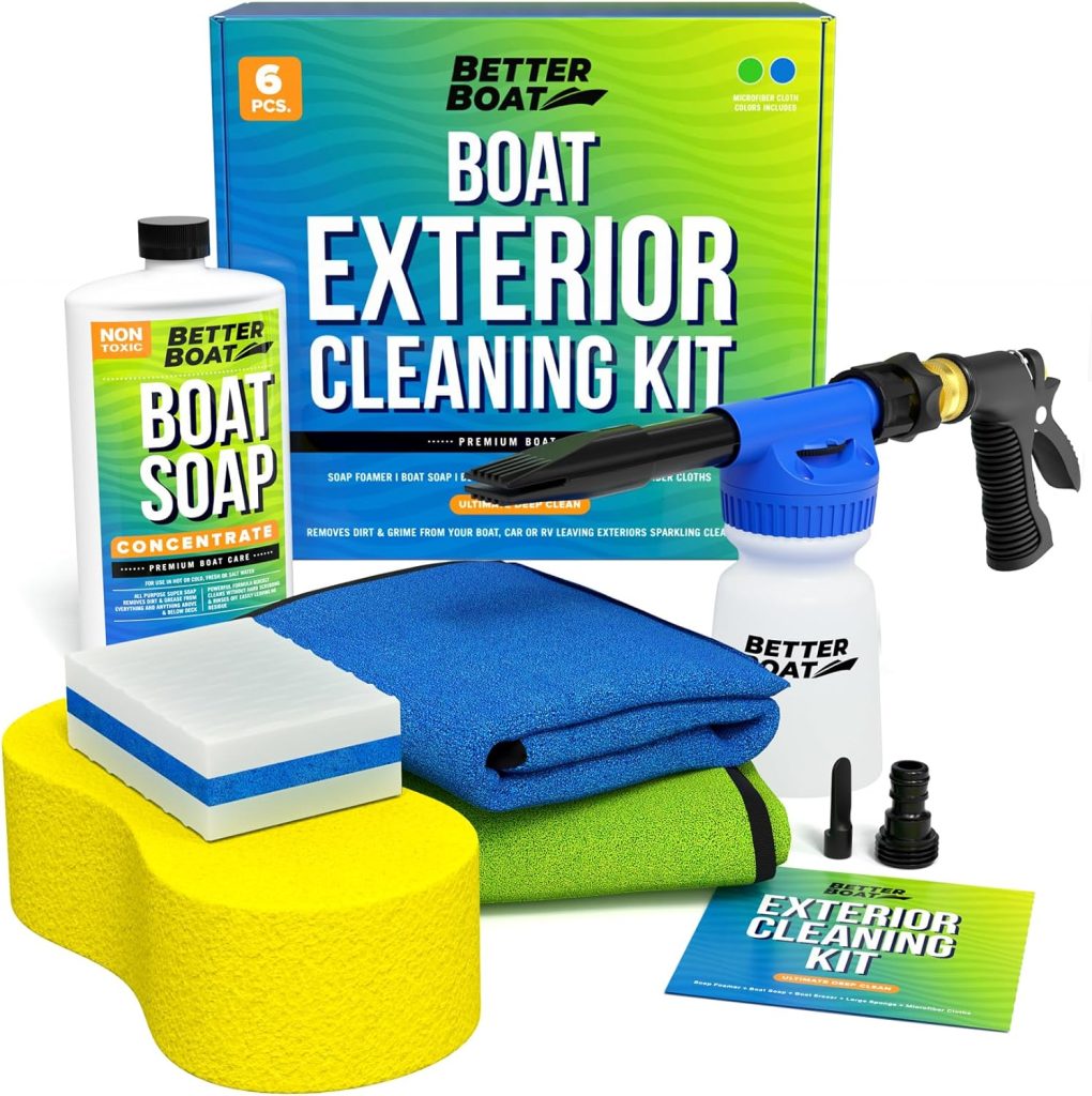 Boat Cleaning Kit, Wash Soap, Foam Gun, Sponge, Microfiber Cloths, Marine Cleaner for Pontoon, Fishing, Bass Boats, RV Supplies, Boating Gifts for Men and Women Boat Cleaning Kit, Wash Soap, Foam Gun, Sponge, Microfiber Cloths, Marine Cleaner for Pontoon, Fishing, Bass Boats, RV Supplies, Boating Gifts for Men and Women