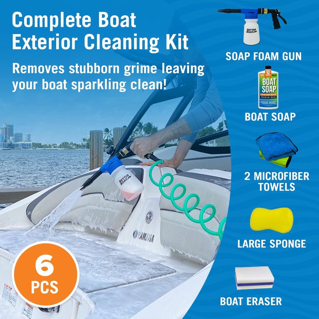 Boat Cleaning Kit, Wash Soap, Foam Gun, Sponge, Microfiber Cloths, Marine Cleaner for Pontoon, Fishing, Bass Boats, RV Supplies, Boating Gifts for Men and Women Boat Cleaning Kit, Wash Soap, Foam Gun, Sponge, Microfiber Cloths, Marine Cleaner for Pontoon, Fishing, Bass Boats, RV Supplies, Boating Gifts for Men and Women