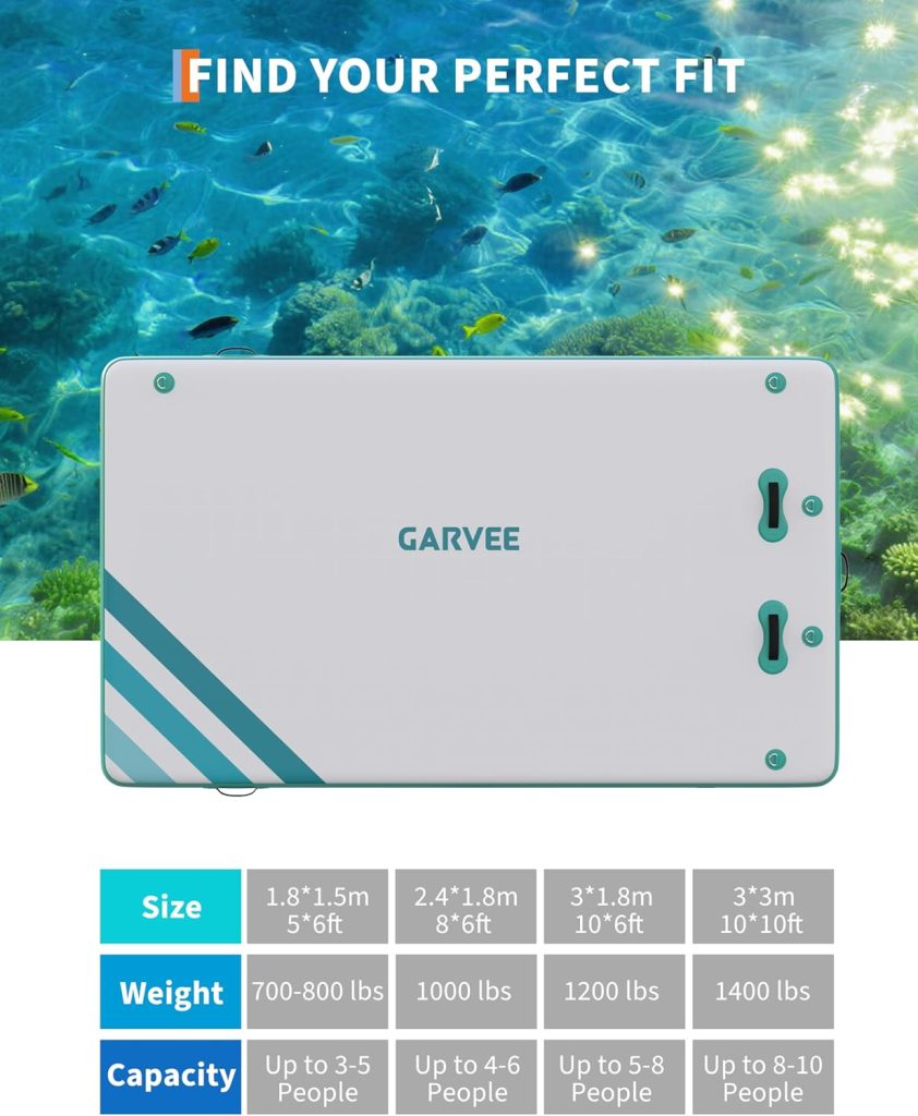 GarveeLife Inflatable Floating Dock for Lakes, Thick Lake Floats for Adults, Non-Slip Air Dock Platform with Portable Carrying Bag, Floating Platform Island for Pool Beach Ocean GarveeLife Inflatable Floating Dock for Lakes, Thick Lake Floats for Adults, Non-Slip Air Dock Platform with Portable Carrying Bag, Floating Platform Island for Pool Beach Ocean