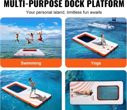 VEVOR Inflatable Floating Dock, Inflatable Dock Platform, Non-Slip Air Dock Platform with Portable Carrying Bag & Detachable Ladder, Floating Platform Island Raft for Pool Beach Ocean
