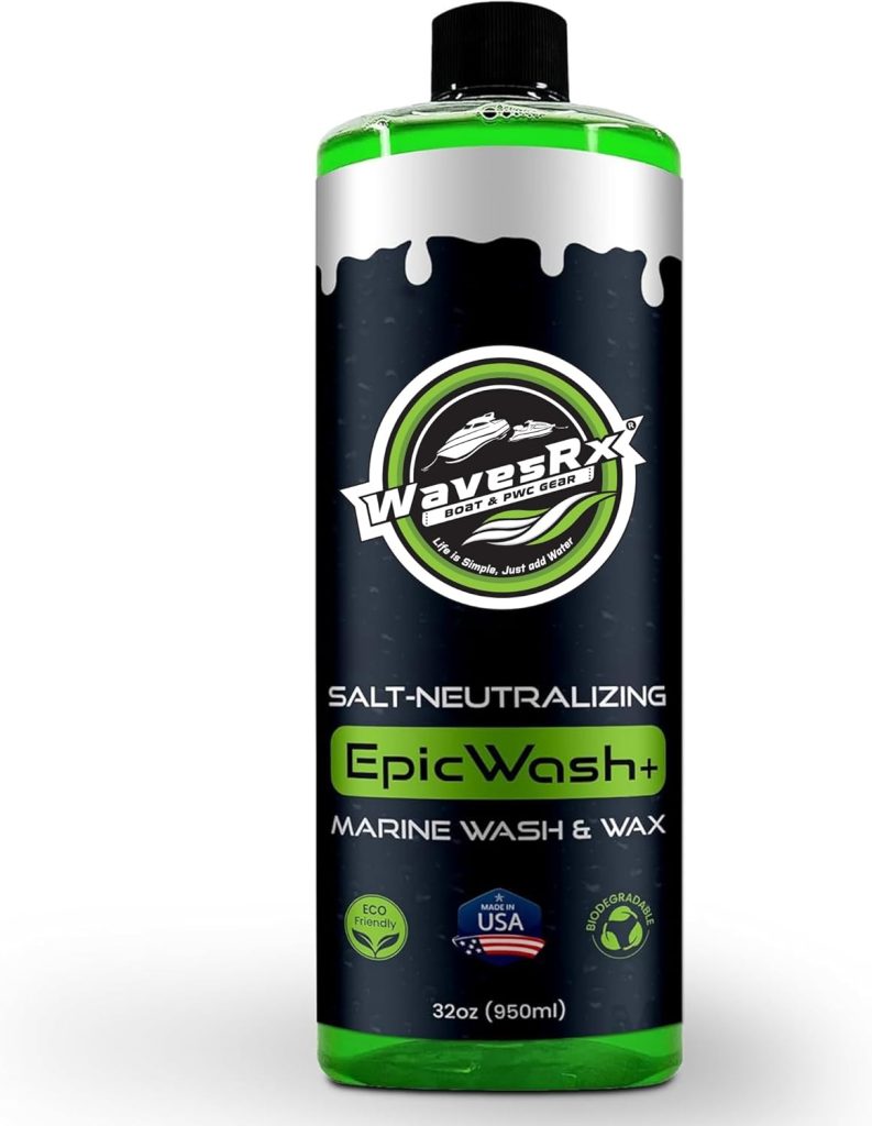 WAVESRX Salt Neutralizing Boat Soap Jet Ski Wash with SiO2 Surface Protection (EpicWash+), Marine Grade Cleaner Removes Salt Contaminants, Protective Ceramic Coating Prevents UV Damage WAVESRX Salt Neutralizing Boat Soap Jet Ski Wash with SiO2 Surface Protection (EpicWash+), Marine Grade Cleaner Removes Salt Contaminants, Protective Ceramic Coating Prevents UV Damage