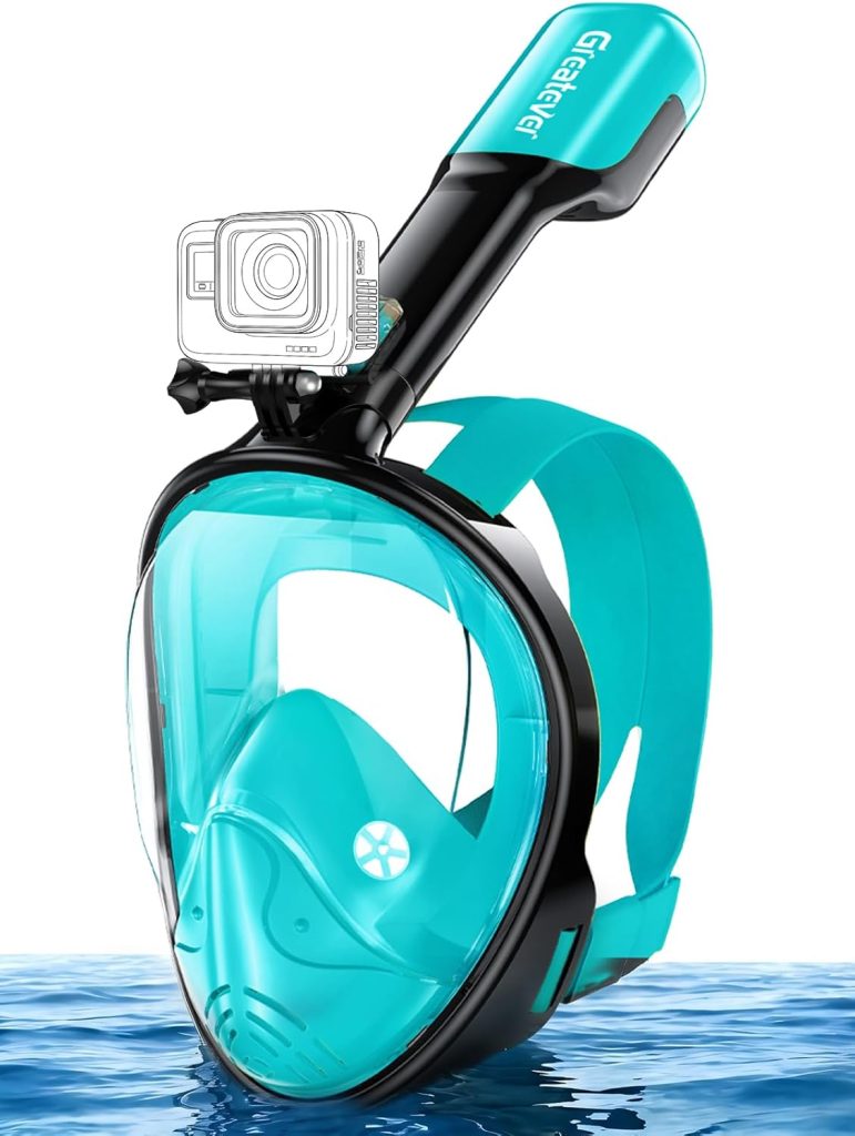 Greatever Full Face Snorkel Mask, Snorkeling Gear for Adults with Latest Dry Top Breathing System and Detachable Camera Mount, Foldable Snorkel Mask Adult, Snorkels Anti-Fog Anti-Leak Greatever Full Face Snorkel Mask, Snorkeling Gear for Adults with Latest Dry Top Breathing System and Detachable Camera Mount, Foldable Snorkel Mask Adult, Snorkels Anti-Fog Anti-Leak