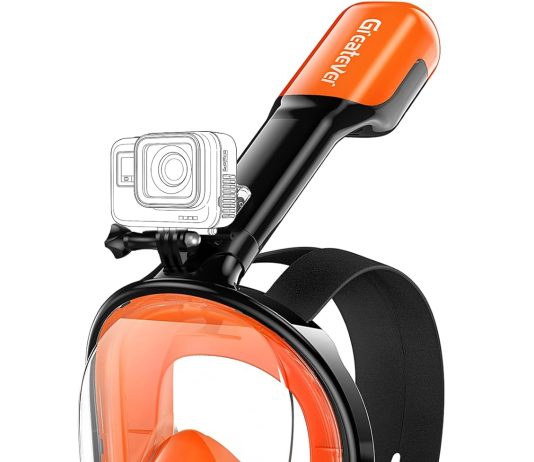 Greatever Full Face Snorkel Mask, Snorkeling Gear for Adults with Latest Dry Top Breathing System and Detachable Camera Mount, Foldable Snorkel Mask Adult, Snorkels Anti-Fog & Anti-Leak