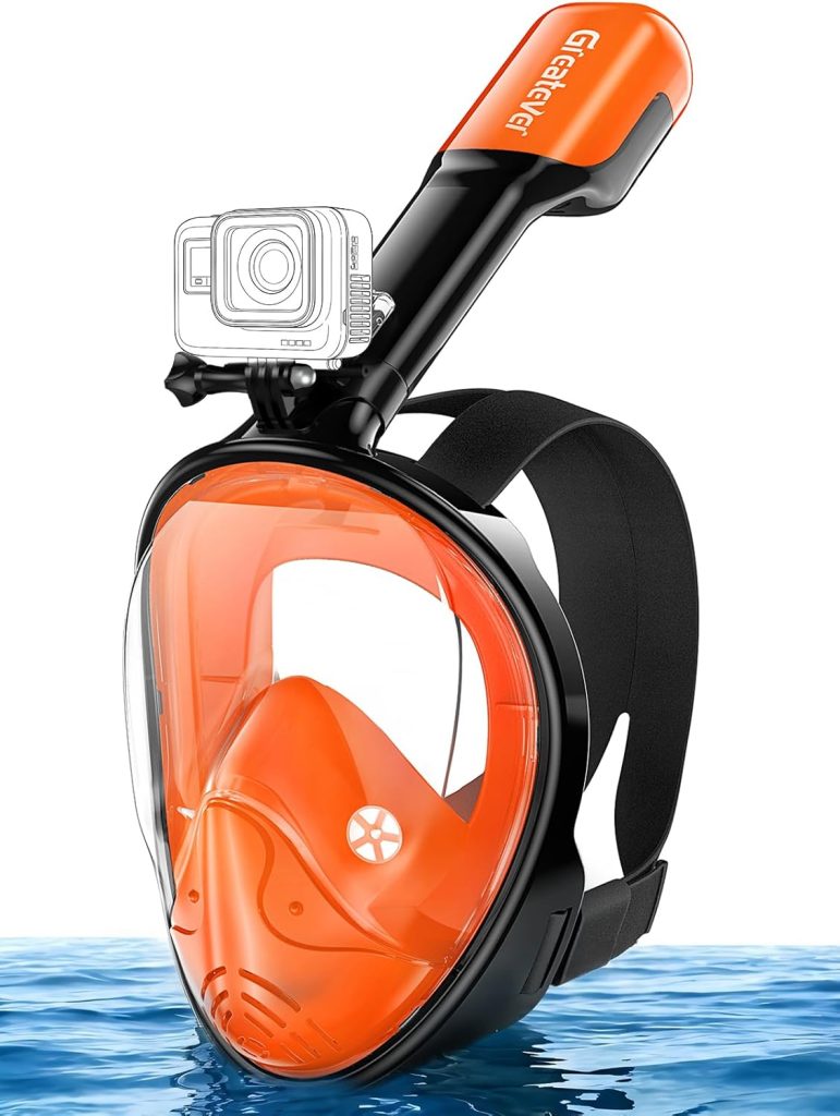 Greatever Full Face Snorkel Mask, Snorkeling Gear for Adults with Latest Dry Top Breathing System and Detachable Camera Mount, Foldable Snorkel Mask Adult, Snorkels Anti-Fog Anti-Leak Greatever Full Face Snorkel Mask, Snorkeling Gear for Adults with Latest Dry Top Breathing System and Detachable Camera Mount, Foldable Snorkel Mask Adult, Snorkels Anti-Fog Anti-Leak