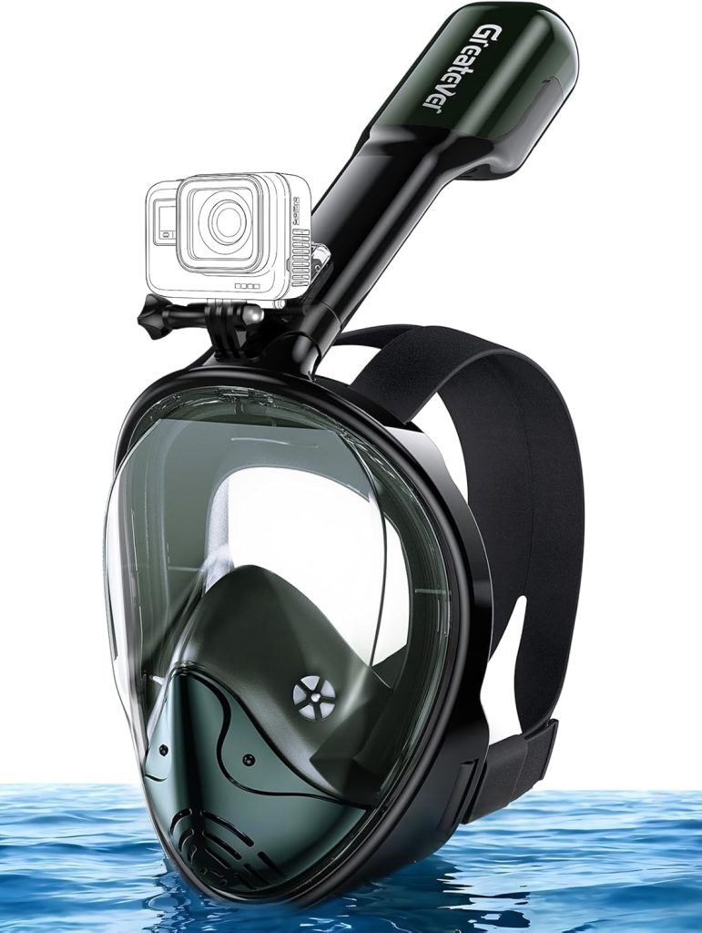 Greatever Full Face Snorkel Mask, Snorkeling Gear for Adults with Latest Dry Top Breathing System and Detachable Camera Mount, Foldable Snorkel Mask Adult, Snorkels Anti-Fog Anti-Leak Greatever Full Face Snorkel Mask, Snorkeling Gear for Adults with Latest Dry Top Breathing System and Detachable Camera Mount, Foldable Snorkel Mask Adult, Snorkels Anti-Fog Anti-Leak
