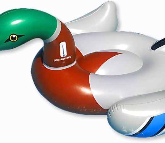 SWIMLINE Original 90703 Inflatable Decoy Duck Pool Float | Fun Ride-On Raft with Stable Legs & Wings | Lounge Floatie Perfect for Parties & Relaxation