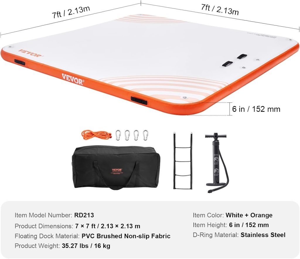 VEVOR Inflatable Floating Dock, Inflatable Dock Platform, Non-Slip Air Dock Platform with Portable Carrying Bag Detachable Ladder, Floating Platform Island Raft for Pool Beach Ocean VEVOR Inflatable Floating Dock, Inflatable Dock Platform, Non-Slip Air Dock Platform with Portable Carrying Bag Detachable Ladder, Floating Platform Island Raft for Pool Beach Ocean