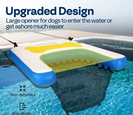 VIVOHOME Inflatable Dog Water Ramp Pool Float for Dogs Up to 255 Pounds Swimming Floating Ladder Steps for Boats Docks Lakes