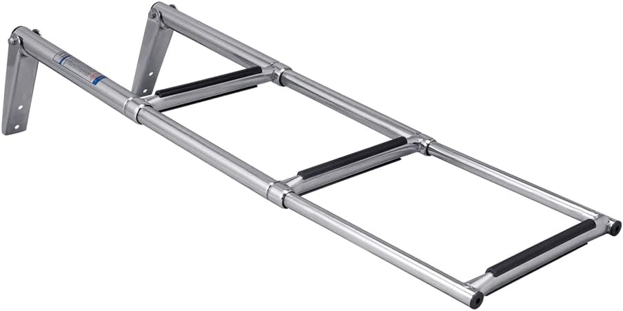 White Water - Telescoping 2-Step Over Platform Drop Ladder, Stainless Steel Folding Marine Boarding Ladder w/Bungee Strap for Boats, Swim Platforms, Yachts, RVs, Docks B00311R White Water - Telescoping 2-Step Over Platform Drop Ladder, Stainless Steel Folding Marine Boarding Ladder w/Bungee Strap for Boats, Swim Platforms, Yachts, RVs, Docks B00311R