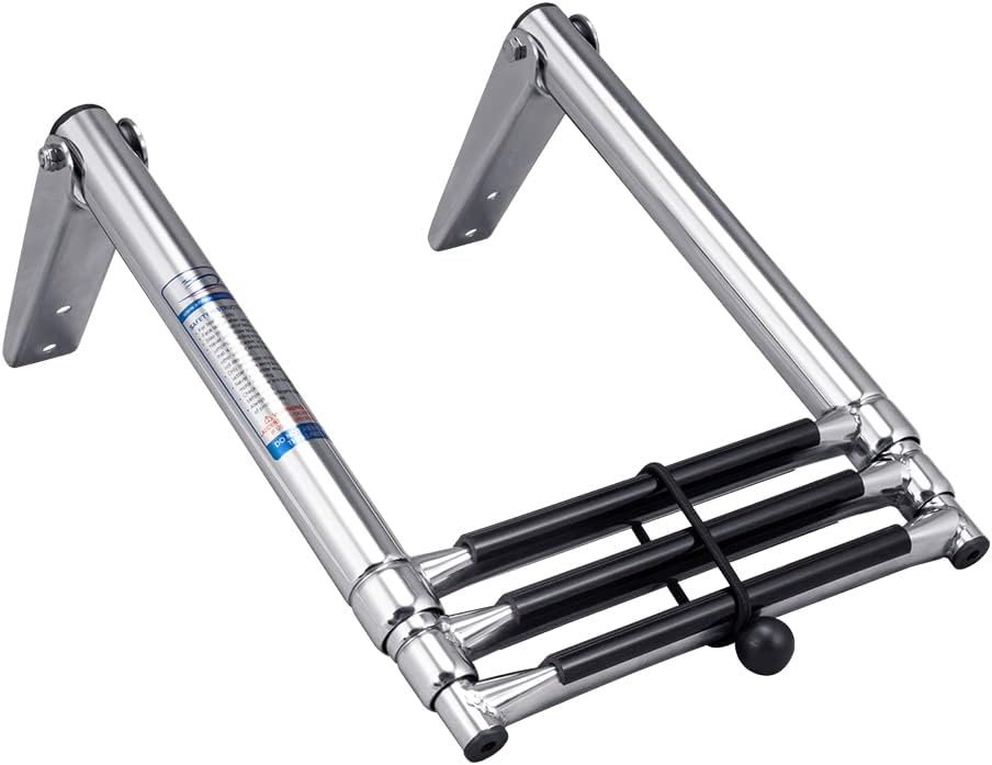 White Water - Telescoping 2-Step Over Platform Drop Ladder, Stainless Steel Folding Marine Boarding Ladder w/Bungee Strap for Boats, Swim Platforms, Yachts, RVs, Docks B00311R White Water - Telescoping 2-Step Over Platform Drop Ladder, Stainless Steel Folding Marine Boarding Ladder w/Bungee Strap for Boats, Swim Platforms, Yachts, RVs, Docks B00311R