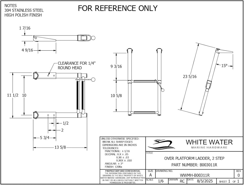 White Water - Telescoping 2-Step Over Platform Drop Ladder, Stainless Steel Folding Marine Boarding Ladder w/Bungee Strap for Boats, Swim Platforms, Yachts, RVs, Docks B00311R White Water - Telescoping 2-Step Over Platform Drop Ladder, Stainless Steel Folding Marine Boarding Ladder w/Bungee Strap for Boats, Swim Platforms, Yachts, RVs, Docks B00311R
