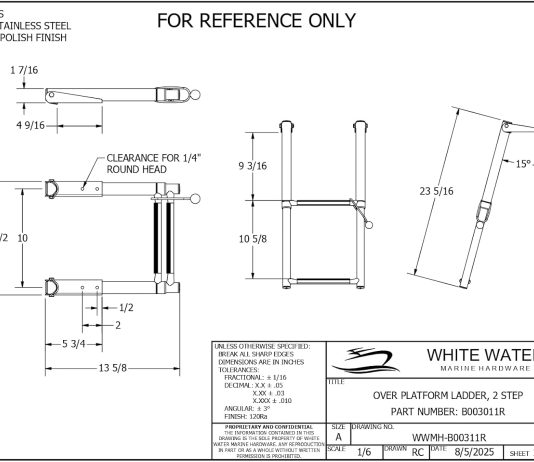 White Water – Telescoping 2-Step Over Platform Drop Ladder, 304 Stainless Steel Folding Marine Boarding Ladder w/Bungee Strap for Boats, Swim Platforms, Yachts, RVs, Docks B00311R