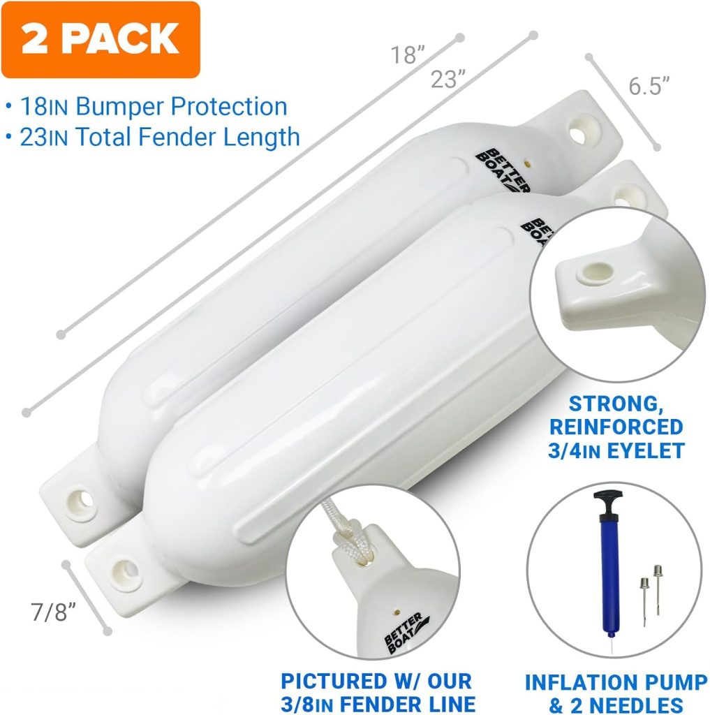 Better Boat Boat Fenders for Docking, x 6.5 Inflatable Boat Bumpers with Pump and Lines, Dock Bumpers for Pontoon and Fishing Boats Better Boat Boat Fenders for Docking, x 6.5 Inflatable Boat Bumpers with Pump and Lines, Dock Bumpers for Pontoon and Fishing Boats