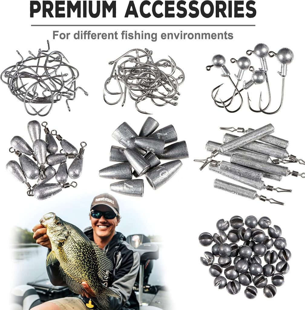 PLUSINNO/387pcs Fishing Gear Accessories Kit, Fishing Tackle Box with Tackle Included, Fishing Hooks, Fishing Weights Sinkers, Spinner Blade, Fishing Equipment for Bass Trout Bluegill Crappie PLUSINNO/387pcs Fishing Gear Accessories Kit, Fishing Tackle Box with Tackle Included, Fishing Hooks, Fishing Weights Sinkers, Spinner Blade, Fishing Equipment for Bass Trout Bluegill Crappie