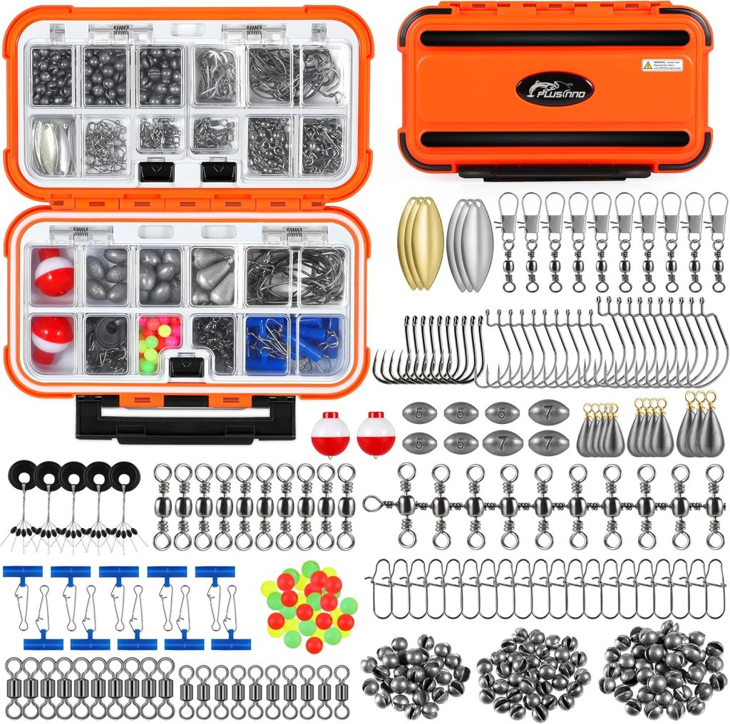 PLUSINNO/387pcs Fishing Gear Accessories Kit, Fishing Tackle Box with Tackle Included, Fishing Hooks, Fishing Weights Sinkers, Spinner Blade, Fishing Equipment for Bass Trout Bluegill Crappie PLUSINNO/387pcs Fishing Gear Accessories Kit, Fishing Tackle Box with Tackle Included, Fishing Hooks, Fishing Weights Sinkers, Spinner Blade, Fishing Equipment for Bass Trout Bluegill Crappie