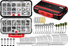 PLUSINNO 253/387pcs Fishing Gear Accessories Kit, Fishing Tackle Box with Tackle Included, Fishing Hooks, Fishing Weights Sinkers, Spinner Blade, Fishing Equipment for Bass Trout Bluegill Crappie