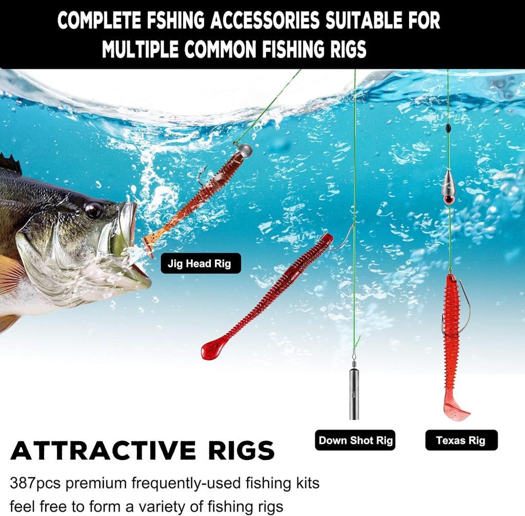 PLUSINNO/387pcs Fishing Gear Accessories Kit, Fishing Tackle Box with Tackle Included, Fishing Hooks, Fishing Weights Sinkers, Spinner Blade, Fishing Equipment for Bass Trout Bluegill Crappie PLUSINNO/387pcs Fishing Gear Accessories Kit, Fishing Tackle Box with Tackle Included, Fishing Hooks, Fishing Weights Sinkers, Spinner Blade, Fishing Equipment for Bass Trout Bluegill Crappie