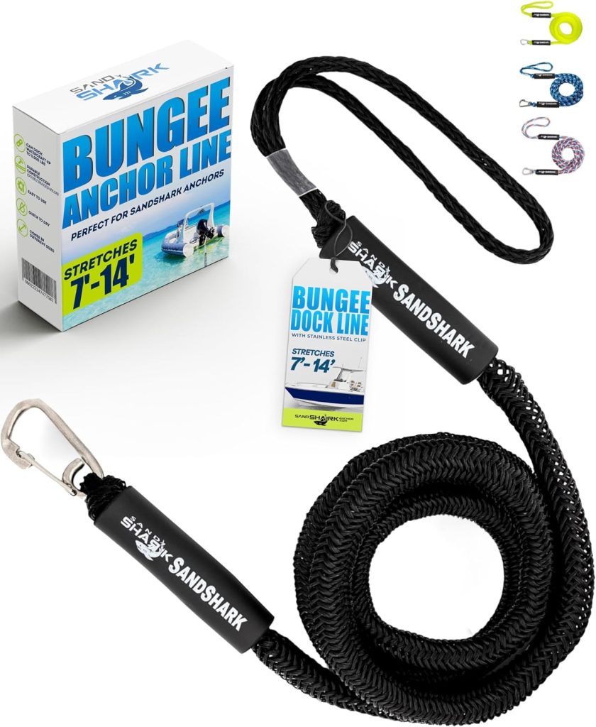 Product Name: SandShark Premium Anchor Bungee Dock Line. Boat Accessories Anchor Line Absorbs Shock to Anchors and Docks w/Stainless Steel Clip - Neon Green - 7-14ft review | Boat Accessories SandShark Premium Anchor Bungee Dock Line. Boat Accessories Anchor Line Absorbs Shock to Anchors and Docks w/Stainless Steel